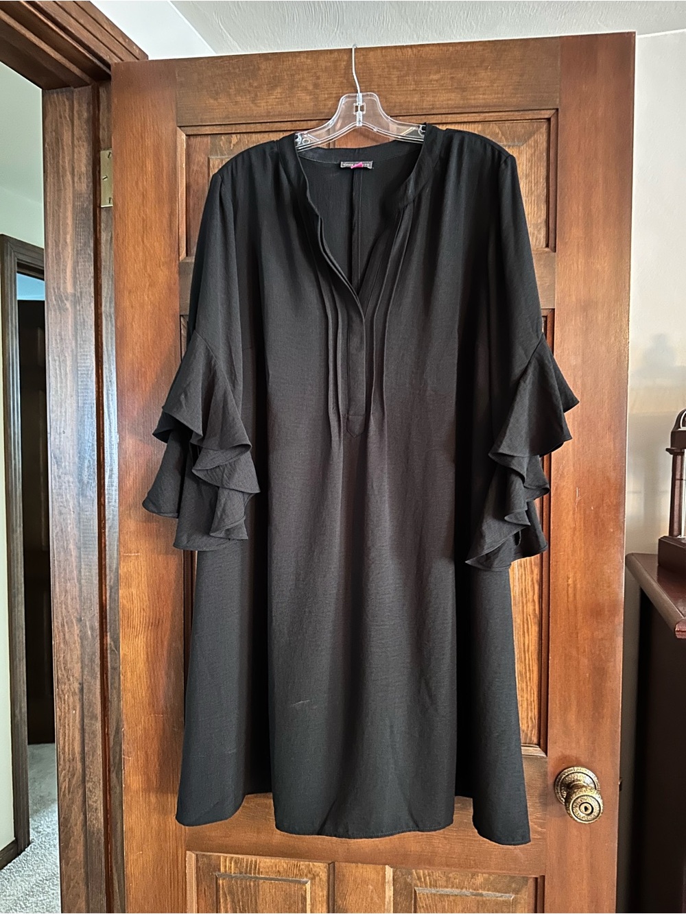 Vince Camuto NWOT 1X Black Ruffle Sleeve Tunic Swing Dress
